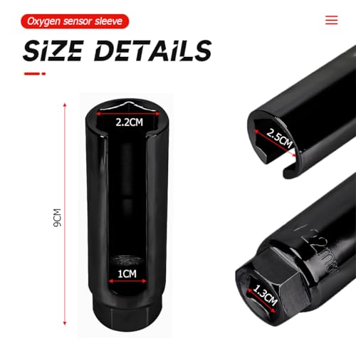 JNNJ Auto-Sauerstoffsensor-Buchse, Universal Auto O2-Sauerstoffsensor Entfernung Sockel Drive Tool, Buchse Für Sauerstoffsensor, Motorrad-Auto-Ausbauwerkzeug(Schwarz)