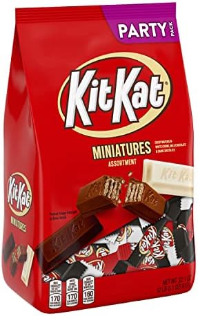 KIT KAT Miniatures Assorted Chocolate and White Creme Wafer Candy Bars, Individually Wrapped, 32.1 oz Bulk Party Pack