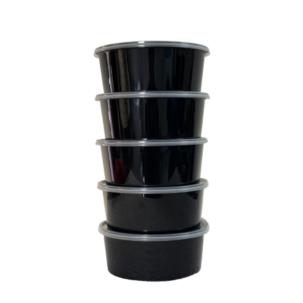 Nesam Mart Reusable Plastic Pack Of 25 (120Ml) | Round Black Container With Transparent Lid for Food Storage, Food Delivery, Kitchen | Use-Fridge And Microwave Safe | Recyclable (120) (B0D9TD4J2Y) Amazon Price History, Amazon Price Tracker