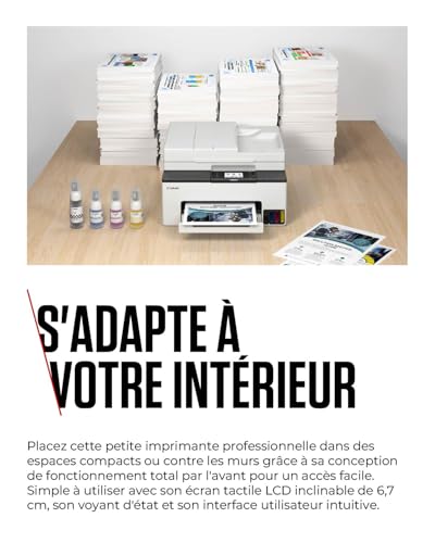 Canon MAXIFY GX2050 Imprimante A4 Couleur pour la Maison et Le Bureau, Imprimante, Copieur, Scanner et Télécopieur Jet d'encre MegaTank Tout-en-Un, sans Fil, Connectivité Wi-FI, Ethernet et USB