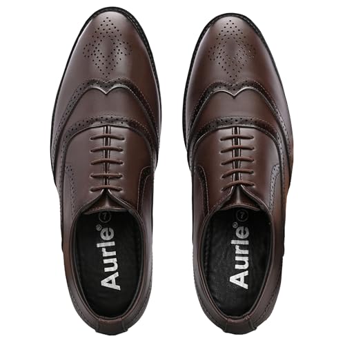 Image of Premium Classic Business Casual Brogue Shoe, Black, Lace-Up Oxford Style, Wingtip Design