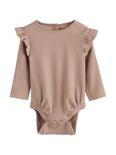 NEXT Noworodki dziewczynki Zestaw 4 body niemowlęcych z falbanką i długim rękawem Purple/Yellow/Cream Ditsy 80-86