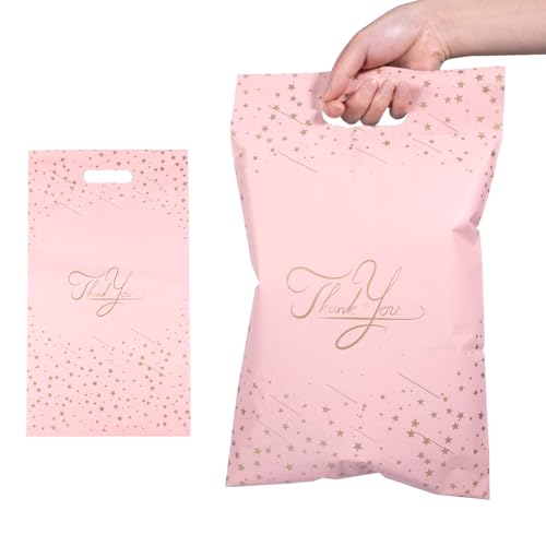 Carehabi 100pcs Versandbeutel,250 X 350mm Tragbare Poly-Kunststoffbeutel,Umschläge Mit Griff Selbstklebend Leicht Zu Tragen Opake Versandtaschen Wasserdicht Und Reißfest Pakettaschen