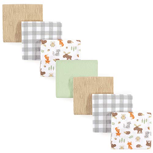 Image of Hudson Baby Unisex Baby Cotton Flannel Receiving Blankets Bundle, Woodland, One Size