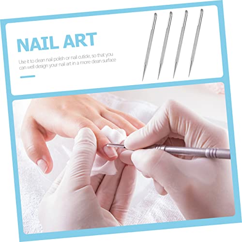 Armor Removal and Scaling Device 4Pcs Stainless Steel Cuticle Pusher for Nail Care and Maintenance for Professional Manicure and Home Use - Image 3