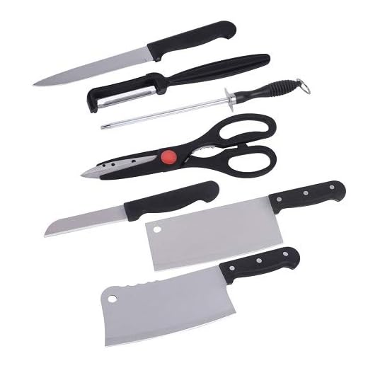 shopper 52 Stainless Steel Knife Scissor, Chef's Knife, Bread Knife, Slicing Knife, Utility Knife, Paring Knife and Peeler Kitchen Starter Knives Set, 7 Piece