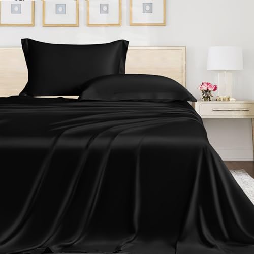 LINENWALAS Double Flat Sheet, 100% Organic Bamboo Bedding Silk Bed Sheet