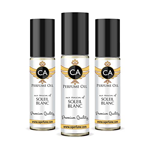 CA Perfume Impression of Soleil Blanc Unisex Eau De Parfum Amber Floral Scent Long Lasting Unisex Fragrance Travel Size TSA Ready for Day and Night Wear 0.33 Fl Oz 10ml (Pack of 3)