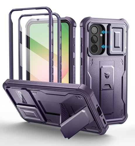 Dexnor pour Coque Samsung Galaxy A56【Double Cadre Avant et Support】 avec CaméRa Coulissante Intégrée & Protecteur d'écran, Coque de Protection Robuste...