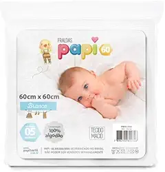 Fralda de Pano Tecido Duplo Rosa 60x60Cm Kit com 05 Un Papi Linha Premium M5 Armarinhos (Neutro)