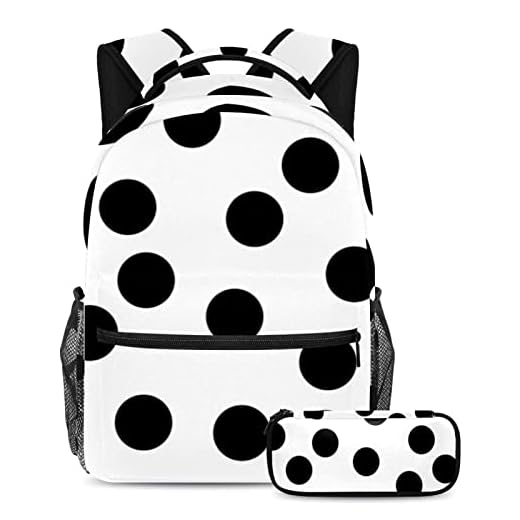 TBOUOBT Travel Backpack Set Lightweight Laptop Casual Backpack for Women Men, White Black Wave Dot Modern Pattern