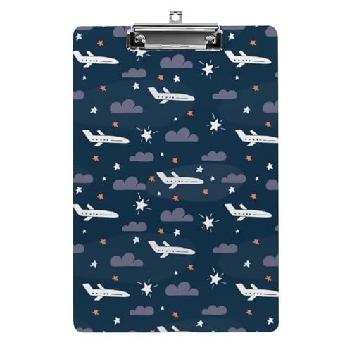 飛行機模様 A4 クリップボード バインダークリップ クリップファイル ファイルボード スケッチボード カルテ記入用 下敷き 書類整理 メモ帳 保管 オフィス用品 用箋ばさみ 用箋挟み 多機能 シンプル 便利