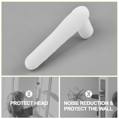 UFURMATE Door Handle Covers 4Pcs Transparent White Silicone Door Handle Glove Covers Door Knob Covers Anti-Slip Door Lever Protectors with Anti-Collision Adhesive Strip for Flat Square Door Levers by UFURMATE - Image 5