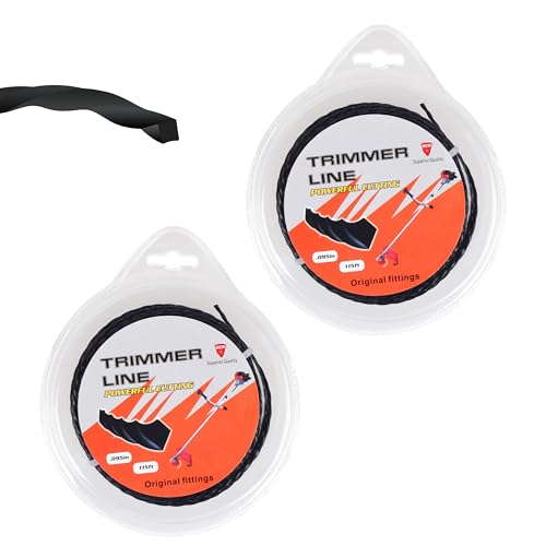 115ft .095'' Black Diamond Trimmer Line - For Echo Trimmer | Replacement 330095073, Fits Heavy Weeds & Medium Grass (2 Pack)
