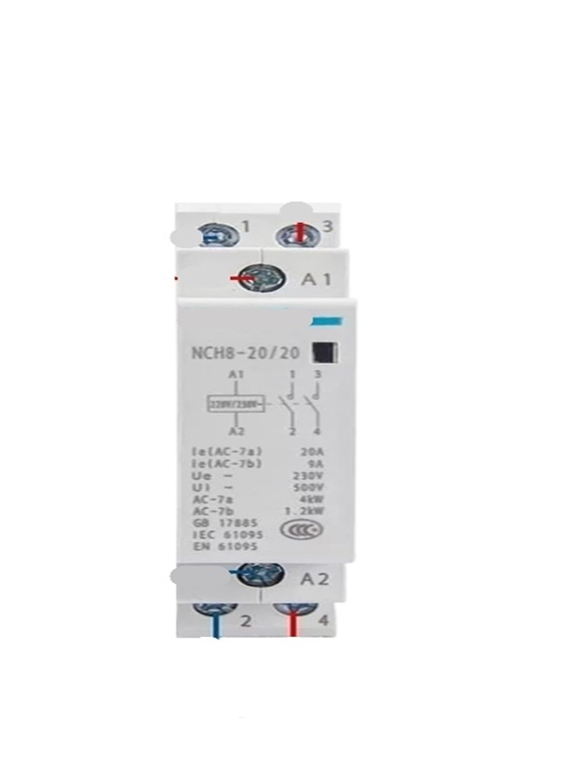 NCH8-20 NCH8-25 Contacteur modulaire CA pour la maison avec rail DIN 2NO 2NC 1NO 1NC 4NO 220V/230V (NCH8-20A, 4NO)