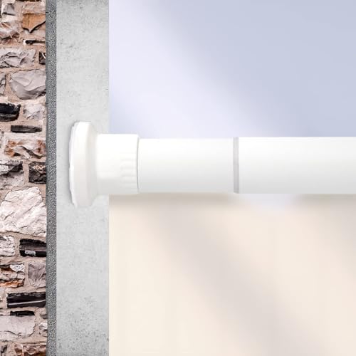 Qlfyuu Barra de tensión extensible para cortina, barra de cortina resistente, sin taladrar, barra telescópica sin óxido (blanco, 70-110 cm)