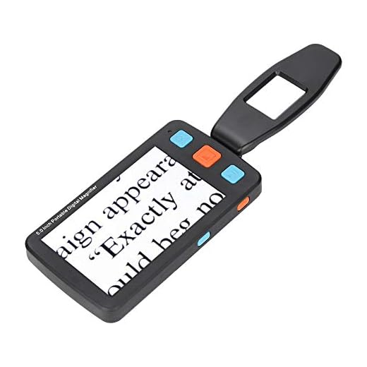 Handheld Electronic Vision Aid, HD Visual Aid Digital Magnifier Portable Digital Reading Aid Electronic Reading Aid with Foldable Handle, 5.0 Inch HD Display, 4X-32X Zoom, 342G Weight