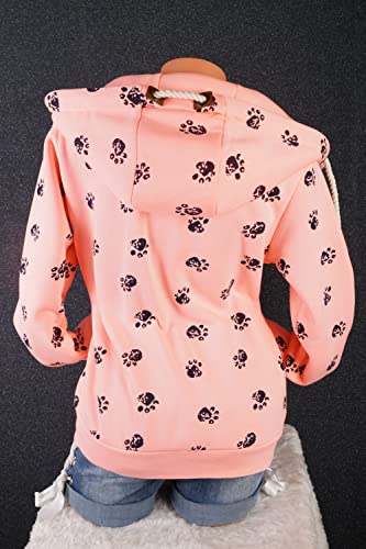 Zeralda Damen Sweat Jacke Kapuze Fleece gefüttert Hoodie Übergangsjacke Anker Sterne S - 3XL (Rosa-2024, XL)