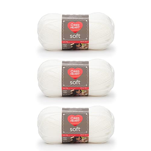 Red Heart Soft White Yarn - 3 Pack of 141g/5oz - Acrylic - 4 Medium (Worsted) - 256 Yards - Knitting/Crochet
