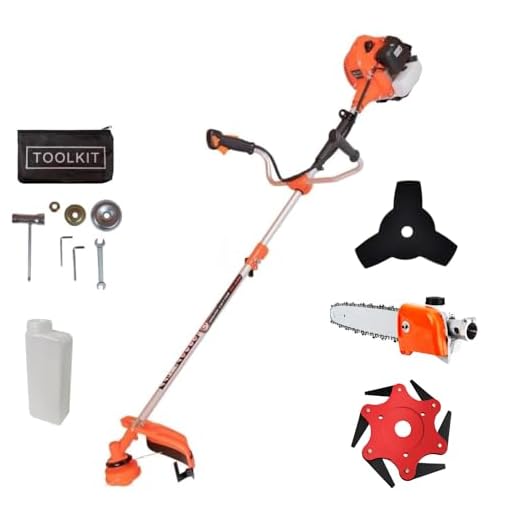 Roçadeira de Gasolina de 65CC, Motor de 2 Tempos com Potência de 3HP, Ideal para Trabalhos Intensivos, Lâmina/Disco 6 Pontas e Motopoda/Motosserra de Extensão Inclusos, Uso Profissional