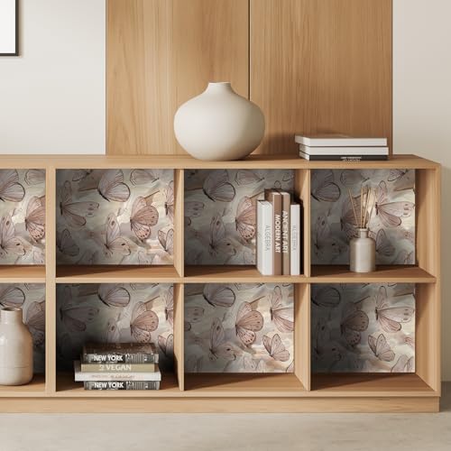 Papel pintado de mariposas bohemio acuarela rosa para dormitorio autoadhesivo 7