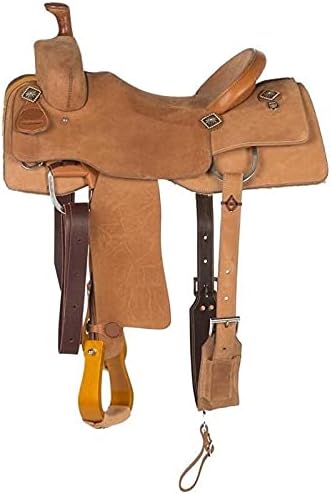 Western Horse Saddle Wade Tree A Fork Ranch Roping Work Handmade Tooled Carved Premium Leather Equestrian Trail Horse Saddle for Horse Riding Size: 10-18 inches Seat, OS86
