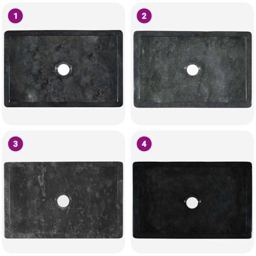 vidaXL Waschbecken 45x30x12cm Marmor Waschschale Waschtisch Aufsatzwaschbecken Waschplatz Handwaschbecken Becken Bad Aufsatzbecken Hochglanz-Schwarz