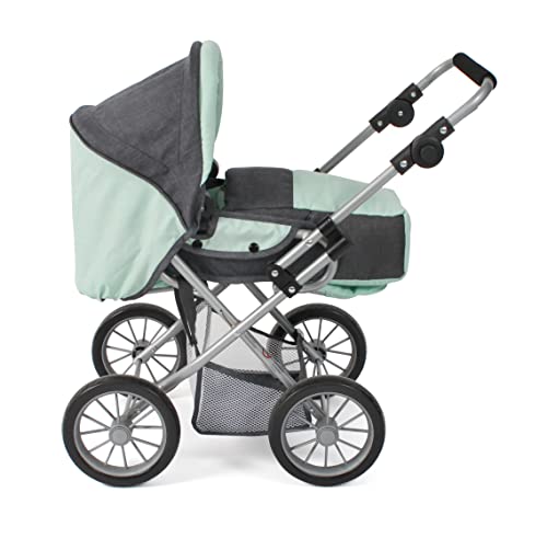 Bayer Chic 2000 - Passeggino Per Bambole Leni, 2 In 1 Con Borsa Per Il Trasporto Rimovibile, Melange Grigio Scuro, Menta, 560-67 - 2