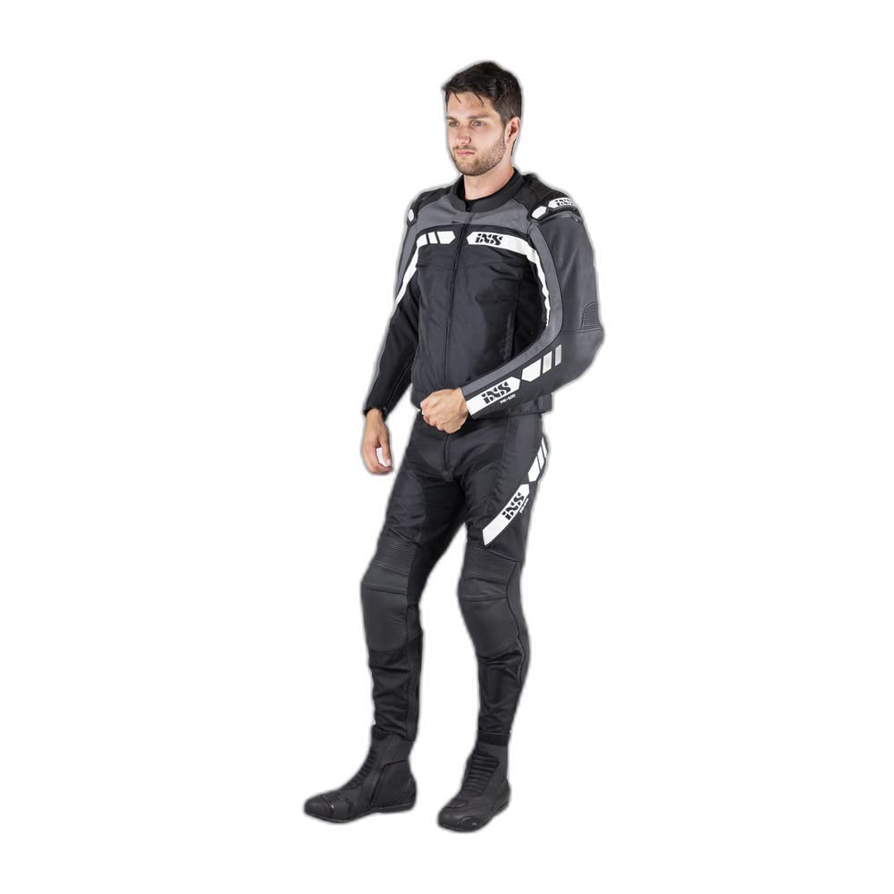 IXS RS-500 1.0 Skórzane/tekstylne spodnie motocyklowe, czarny/biały, 50