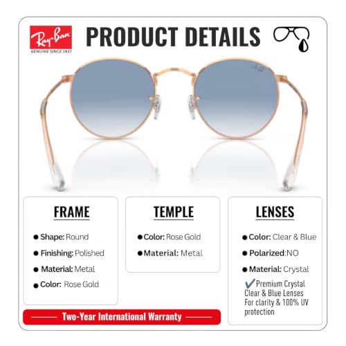 Image of Ray-Ban RB3447 ROUND METAL Round Shaped Sunglasses for Men with Official RAYBAN Eyewear Kit