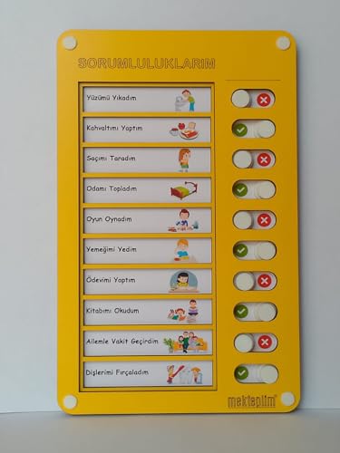 Eğitici Günlük Rutin Checklist Görev ve Sorumluluk Tablosu (Sarı)