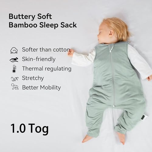 rayon made from bamboo toddler sleep sack with feet 12-24 months 10 tog ultra soft toddler sleeping sack 1t-2t sleep bag walker quilted wearable blanket with legs 2-way zipper lightweight