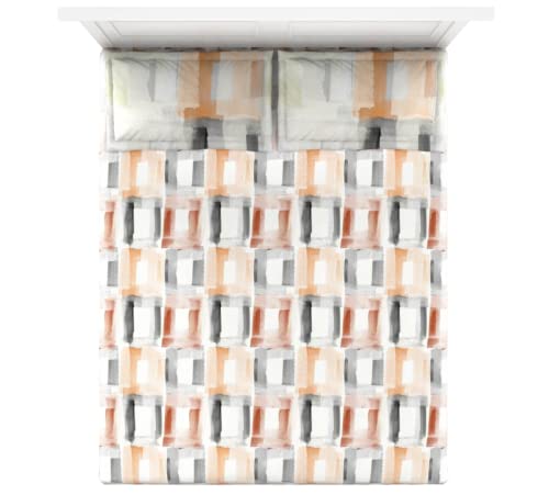 Image of DDECOR - Puzzle Abstract 144 TC Double Bedsheet Set with Two Pillow Covers - Orange