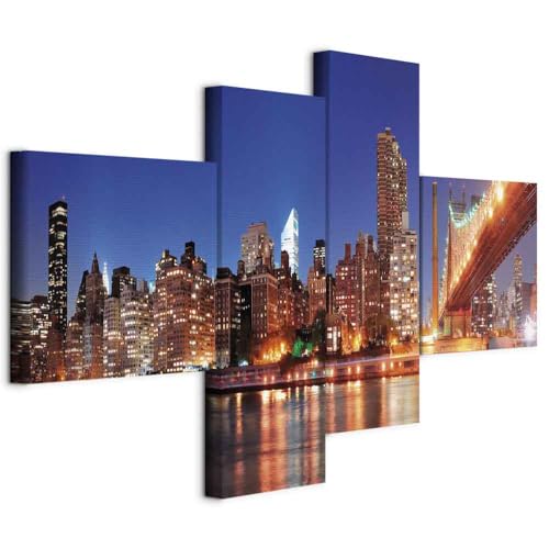 murando - Quadro Fonoassorbente Città New york 200x90 cm 4 Pezzi - Canvas con Struttura - Quadri Acustici XXL Grandi - Pannelli Fonoassorbenti Decorativi - Decorazione da Parete Soggiorno 030211-24