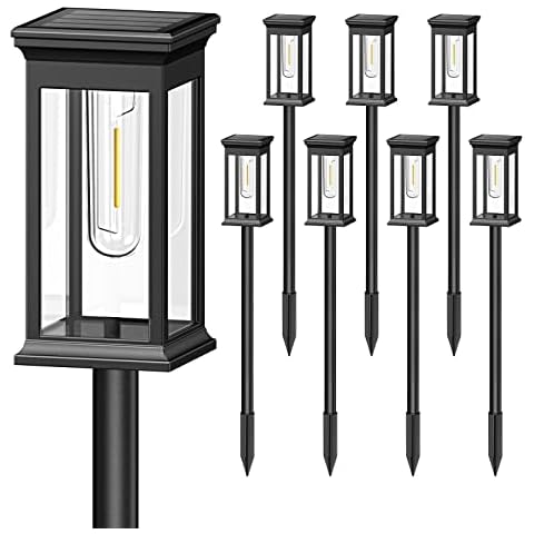 KOOPER Solar Pathway Lights Outdoor 8 Pack, 2X Bigger Solar Outdoor Lights, Bright Solar Garden Lights Outdoor Waterproof, Auto On/Off Outdoor Solar Lights for Yard Landscape Path Lawn Patio Walkway Cover