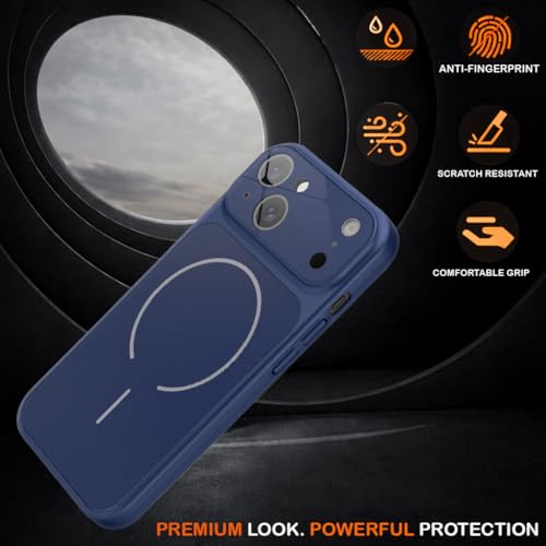 Image of SHINESTAR Premium Luxury Case Compatible with iPhone 14 | Protective Back Cover with Camera Lens Safety | Wireless Charging Support | Slim Fit Durable Design | Enhanced Grip Protection Blue