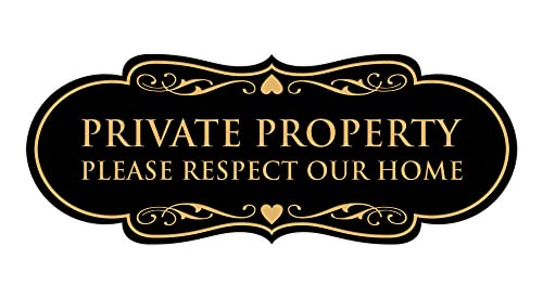 Pancarte Private Property design chic noir doré pour entrée de villa