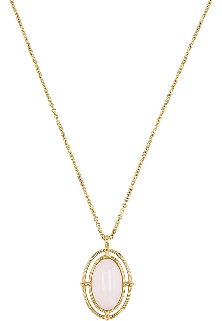 NOELANI Kette mit Anhänger 925 Sterling Silber Damen Halsschmuck, mit Achat, 40+5 cm, Gold, Kommt in Schmuck Geschenk Box, 2036986