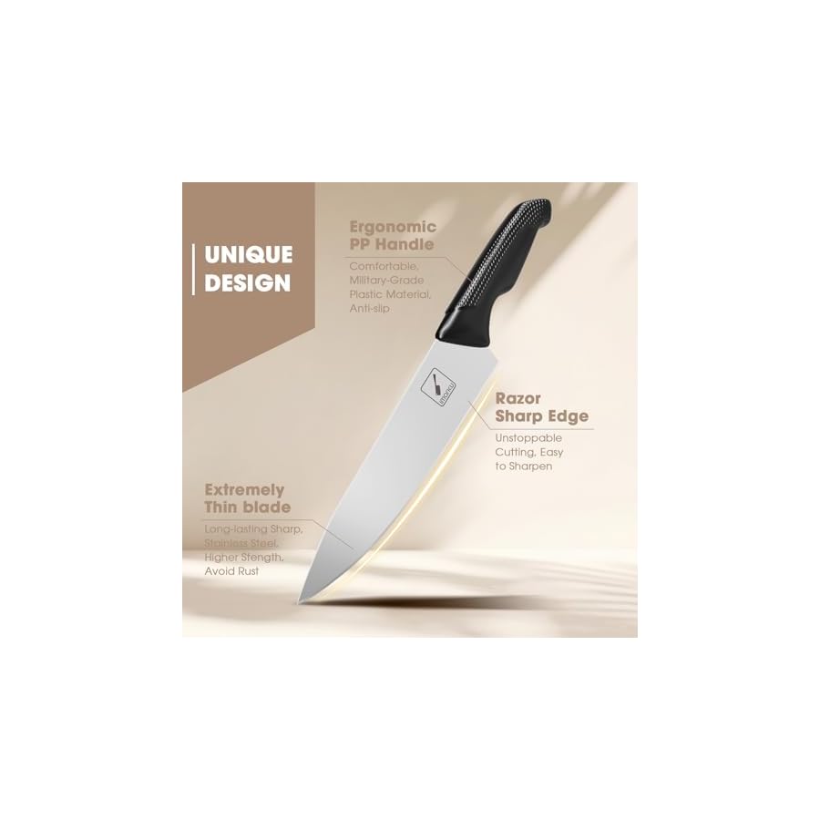 imarku Japanese High Carbon Stainless Steel Knife Set - 14PCS Knives Set for Kitchen, Dishwasher Safe, Comfortable Non-slip Handle, Built-in Sharpener - Reliable Gift for Women