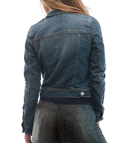 Skylinewears Women's Denim Classic Jackets Long Sleeve Soft Stretch Fit Versatile Button Down Crop Blue Jean Jacket2