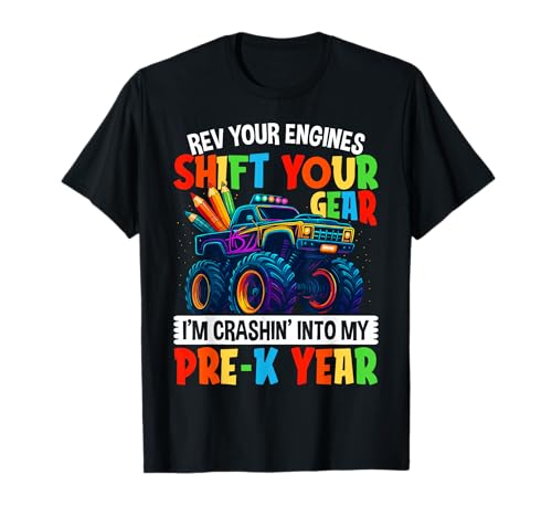 First Day Of School Shirt Pre-K Monster Truck Boys Kids T-Shirt