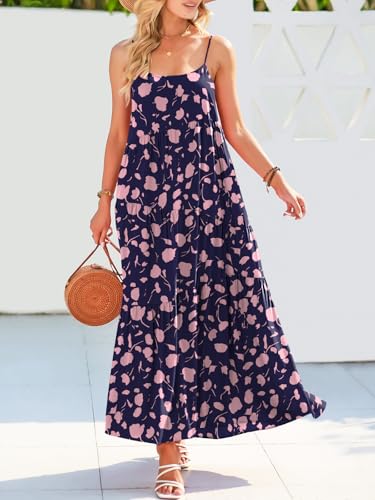Image of ANRABESS Women Summer Casual Loose Sleeveless Sundress Spaghetti Strap Flowy Boho Linen Beach Vacation Maxi Long Dress