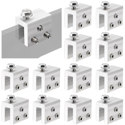 Racewill 12PCS Standing Seam Roof Clamps, Metal Roof Fixing Clamps, Racking Bracket for Solar Panel Module Installation, Starlink Base, Heat Cable and Snow Guard Attachment