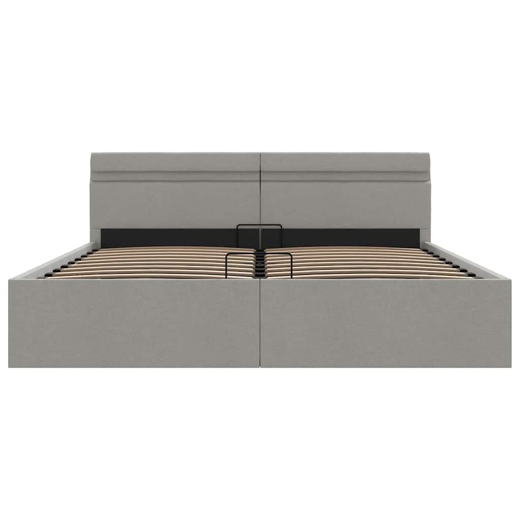 vidaXL - Betten & Bettgestelle - Stauraumbett Hydraulisch mit LED Hellgrau Stoff 180×200 cm