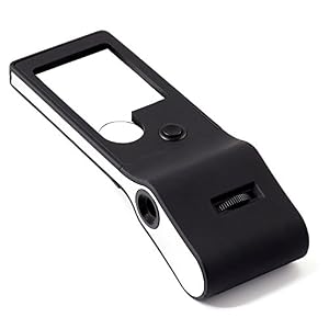 Image of Fancii LED Lighted 3X 10X Small Magnifying Glass with 15X Magnifier Loupe - Portable Illuminated Handheld Lens with UV Light for Reading, Coins, Stamps, Jewelry Appraisal