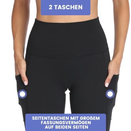 TNNZEET High Waist Leggings Damen Elastische Leggins Weiche Sporthose für Sport Gym, Schwarz-1,S-M – Ansicht 2