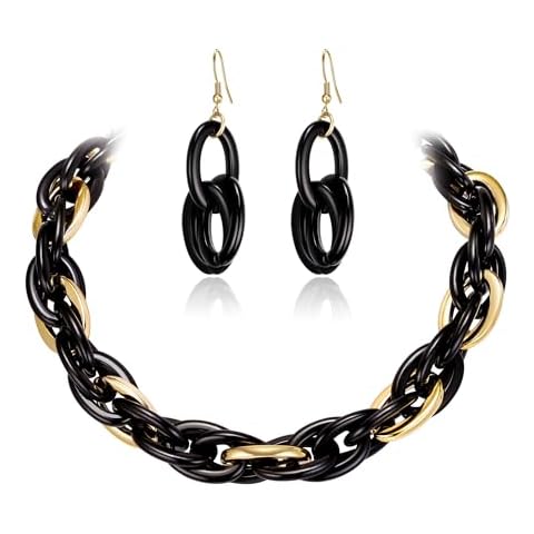 Ever Faith Acrylic Chain Link Necklace Set Cover
