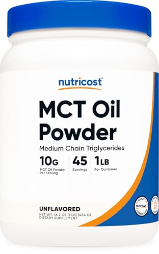 Nutricost MCT Oil Powder 1LB (16oz) - Great for Keto, Ketosis and Ketogenic Diets - Zero Net Carbs, Non-GMO + Gluten Free (Medium Chain Triglyceride)