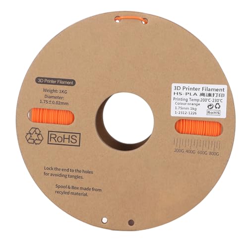 Baxnore Paquete de filamento PLA de 1,75 mm, consumibles para impresora 3D para impresión de alta velocidad de 30 a 600 mm/s, color naranja