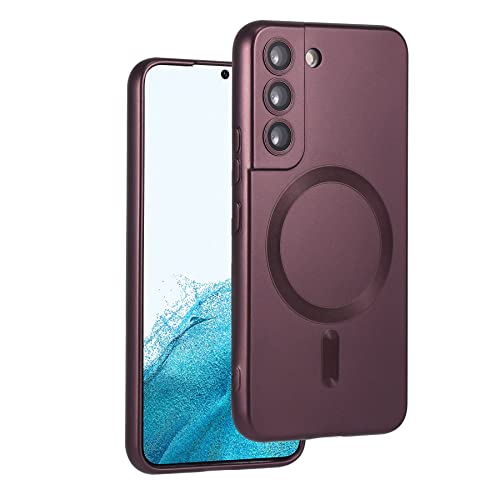 Image of Magnetic Silicone Samsung Galaxy S22 Plus Case - Slim Fit Anti-Scratch with Camera Protection, Compatible with MagSafe, Red